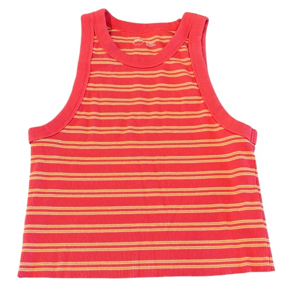 Aerie Pink Ribbed Knit Crew Neck Sleeveless Pullover Cropped Tank Top Size XL‎ - Picture 1 of 5